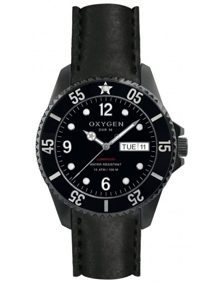 Uhr Oxygen Diver 36 Moby Dick Schwarzes Leder EX-D-MBB-36-CL-BL