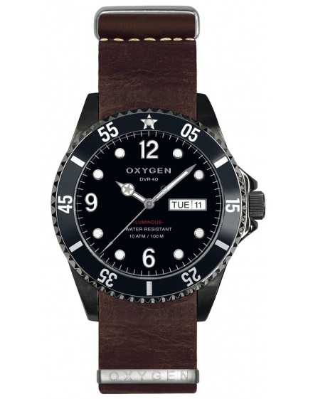 Reloj Oxygen Diver 40 Moby Dick Black Piel EX-D-MBB-40-NL-DB