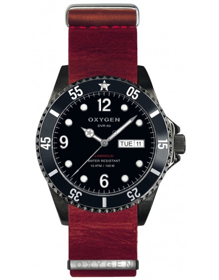 Reloj Oxygen Diver 40 Moby Dick Black Piel EX-D-MBB-40-NL-RE