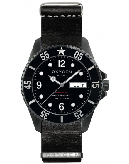Uhr Oxygen Diver 44 Moby Dick Schwarzes Leder EX-D-MBB-44-NL-BL