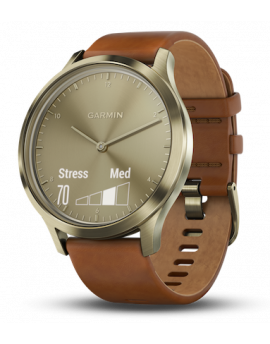 Garmin Vivomove HR Premium Dorado con correa de cuero marronn clara 2