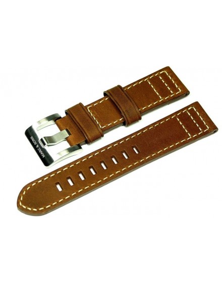 Brown Genuine Leather Strap with Light Seam 22mm L