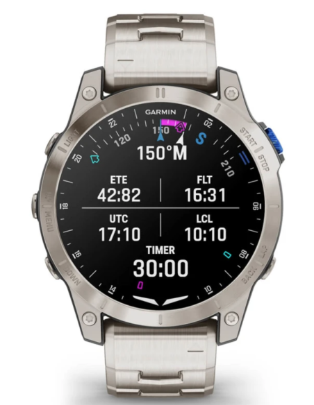 Garmin D2 Mach 1 Montre intelligente Aviator avec bracelet en titane ventilé (010-02582-51)