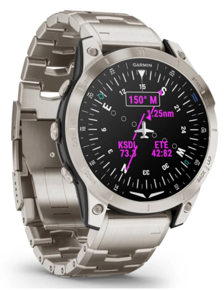 Garmin D2 Mach 1 Montre intelligente Aviator avec bracelet en titane ventilé (010-02582-51)