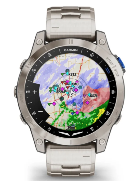Garmin D2 Mach 1 Flieger-Smartwatch mit belüftetem Titanarmband (010-02582-51)