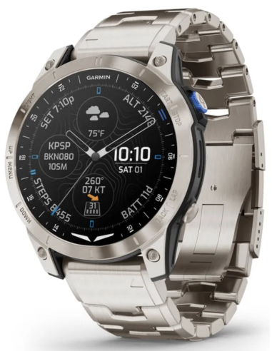 Garmin D2 Mach 1 Flieger-Smartwatch mit belüftetem Titanarmband (010-02582-51)