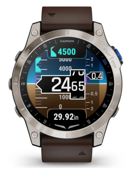 Garmin D2 Mach 1 Aviator Smartwatch mit Oxford-braunem Lederarmband (010-02582-55)