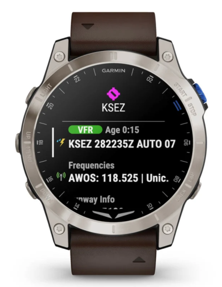 Garmin D2 Mach 1 Aviator Smartwatch mit Oxford-braunem Lederarmband (010-02582-55)