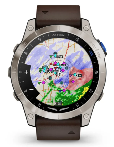 Garmin D2 Mach 1 Aviator Smartwatch mit Oxford-braunem Lederarmband (010-02582-55)
