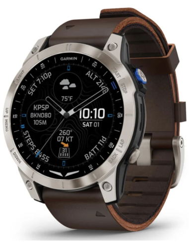 D2™ Mach 1 Aviator Smartwatch with Oxford Brown Leather Band (010-02582-55)