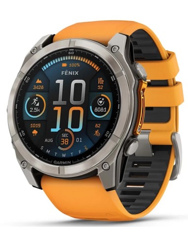 Garmin Fenix 8 - 51 mm AMOLED Zafiro Titanio correa naranja 010-02905-11