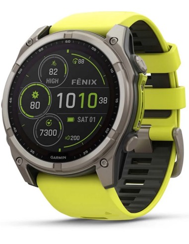 Garmin Fenix 8 - 51 mm SOLAR Zafiro Titanio correa amarilla 010-02907-21