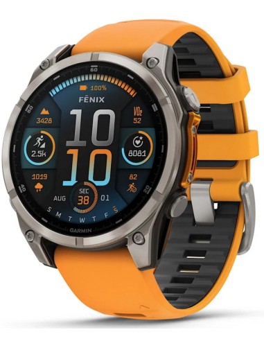 Garmin Fenix 8 - 47 mm AMOLED Zafiro Titanio correa naranja 010-02904-11