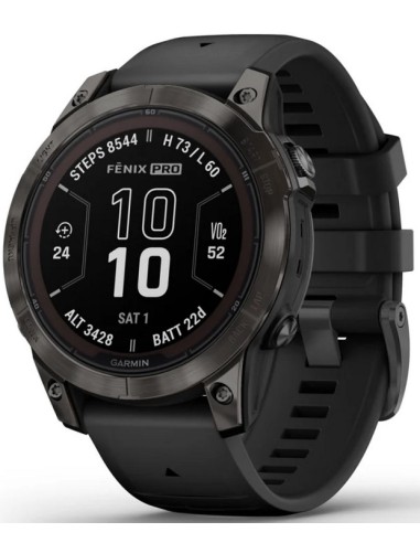 Garmin 7 Pro Sapphire Solar Edition  Carbon Grey DLC Titanium with Black Strap (010-02777-11)