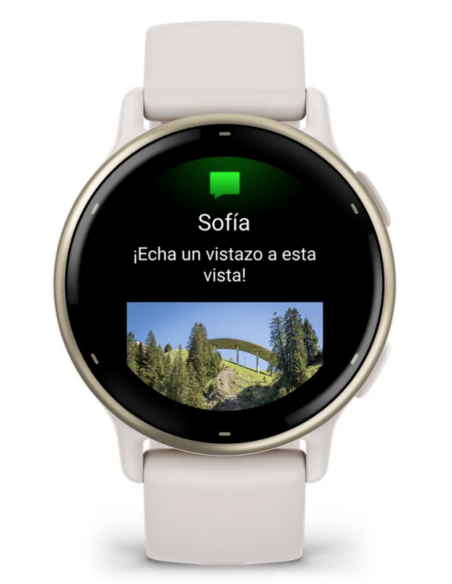 Garmin Vívoactive 5 Bisel Aluminio Oro Blanco Caja y Correa Silicona Blanca