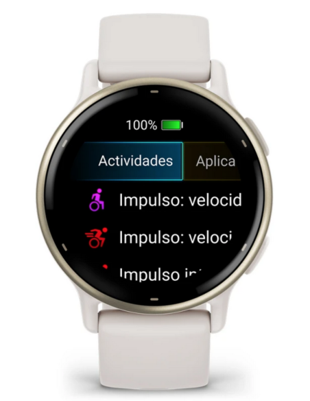 Garmin Vívoactive 5 Bisel Aluminio Oro Blanco Caja y Correa Silicona Blanca