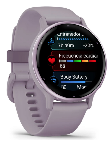 Garmin Vívoactive 5 Bisel Aluminio Lila Caja y Correa Silicona Lila