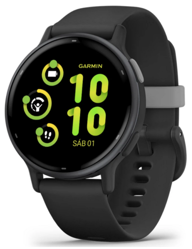 Garmin Vívoactive 5 Black Aluminum Bezel Case and Black Silicone Strap